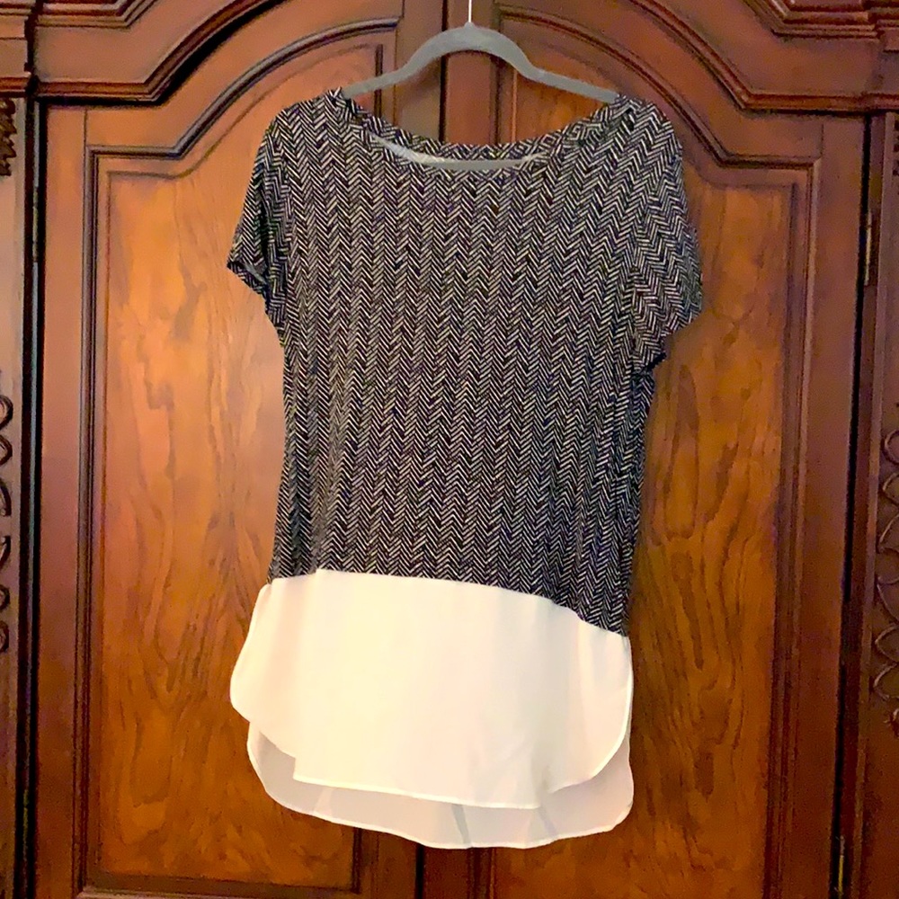 Apt.9 Black/Cream Hi/Low Blouse